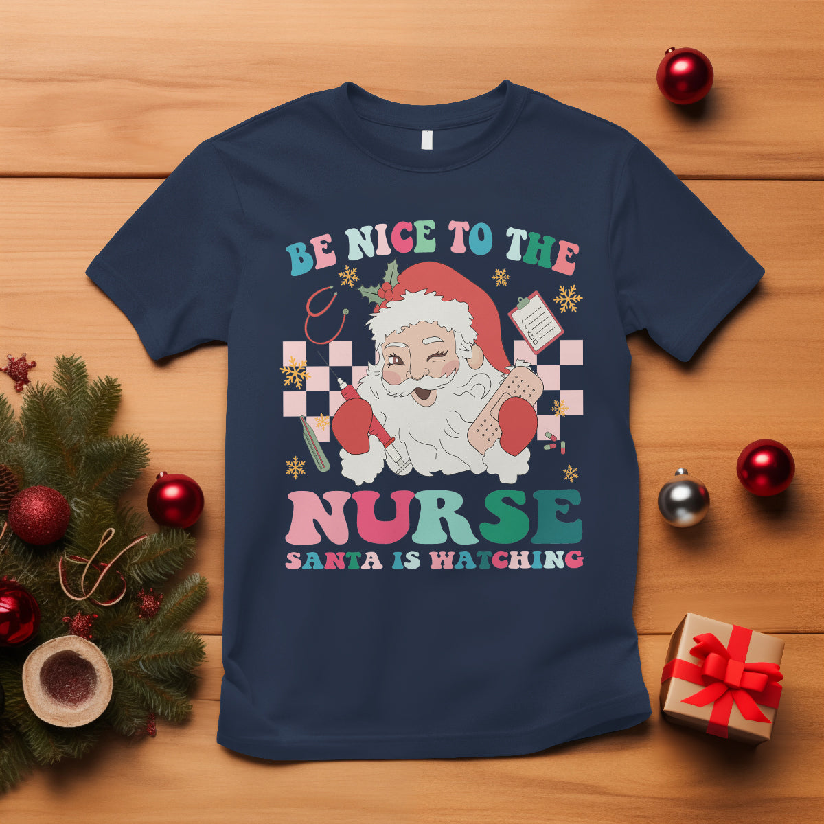 be-nice-to-the-nurse-santa-is-watching-christmas-t-shirt