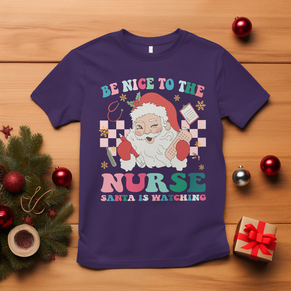 be-nice-to-the-nurse-santa-is-watching-christmas-t-shirt