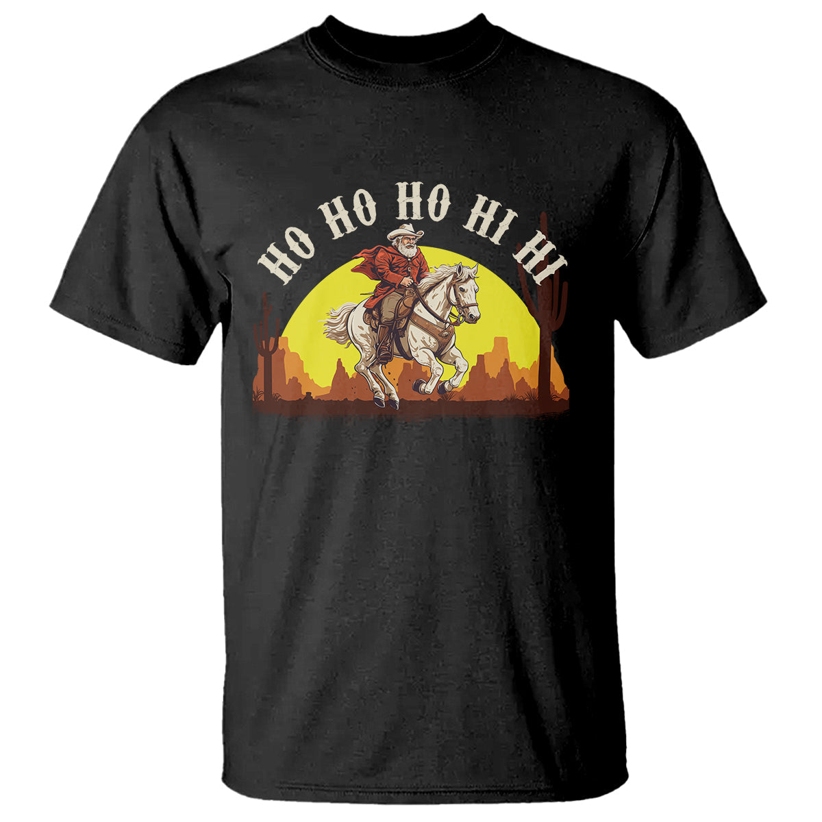 cowboy-santa-claus-riding-a-horse-ho-ho-hi-hi-t-shirt