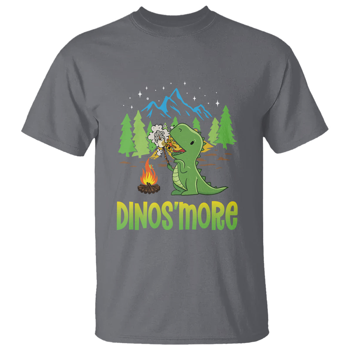camping-dinosaur-t-shirt-dinosmore-funny-campfire-camper