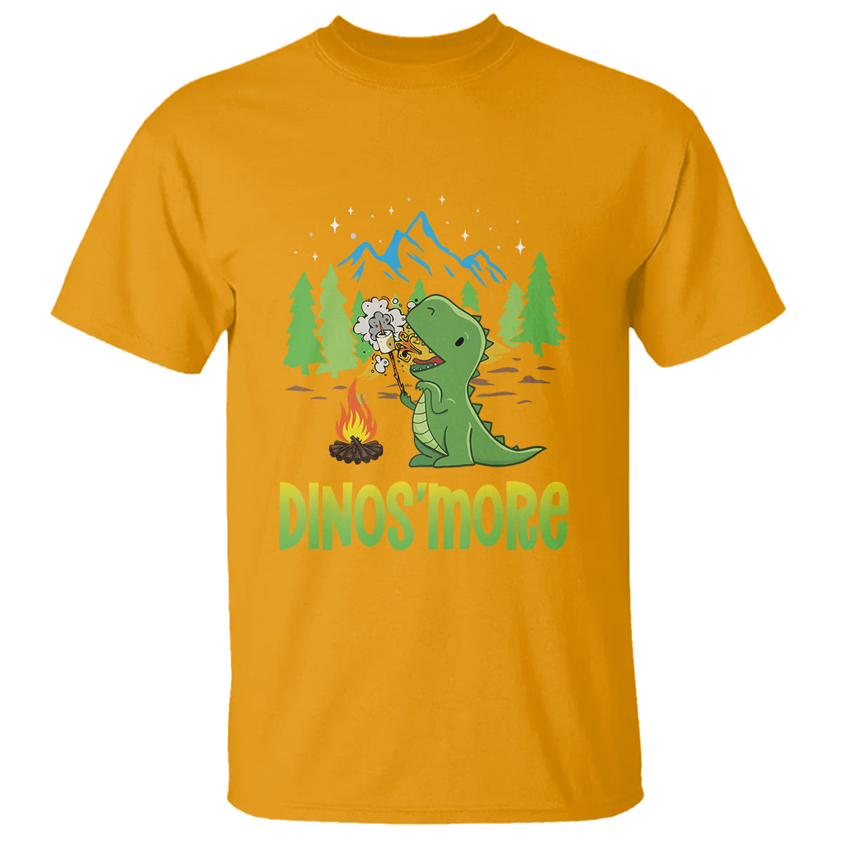 camping-dinosaur-t-shirt-dinosmore-funny-campfire-camper