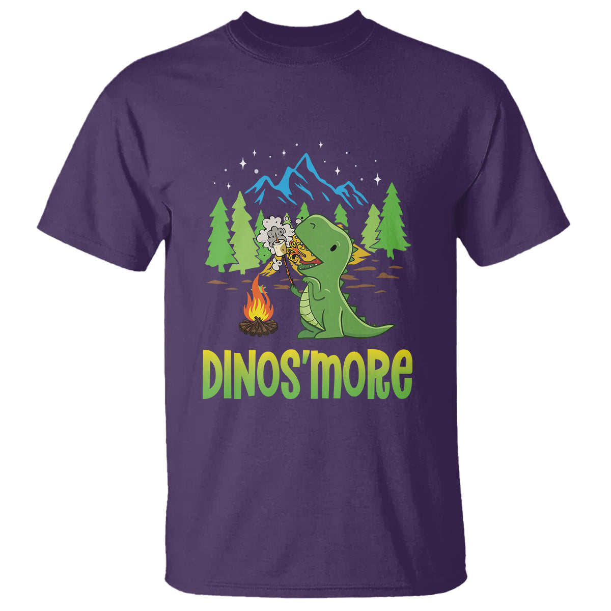 camping-dinosaur-t-shirt-dinosmore-funny-campfire-camper