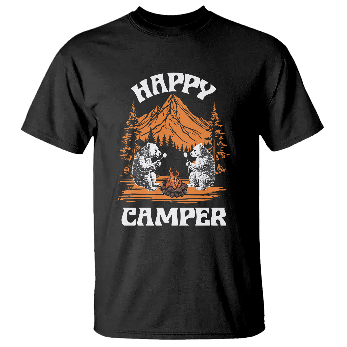 camping-t-shirt-happy-camper-funny-bear-campfire