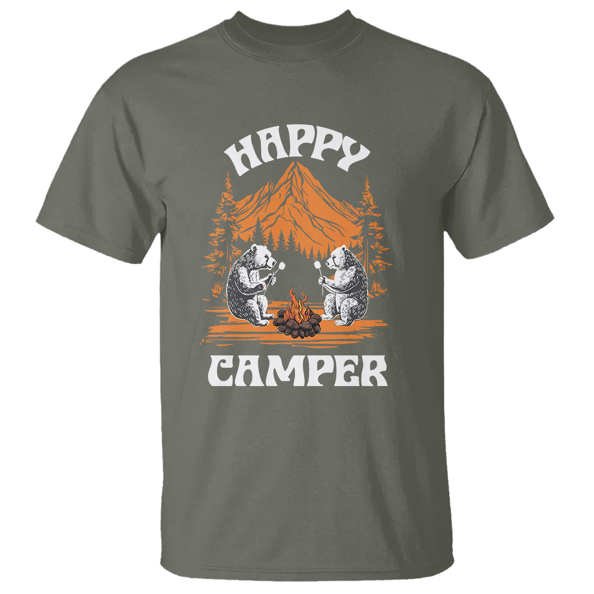 camping-t-shirt-happy-camper-funny-bear-campfire