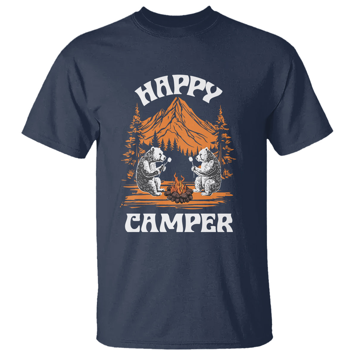 camping-t-shirt-happy-camper-funny-bear-campfire