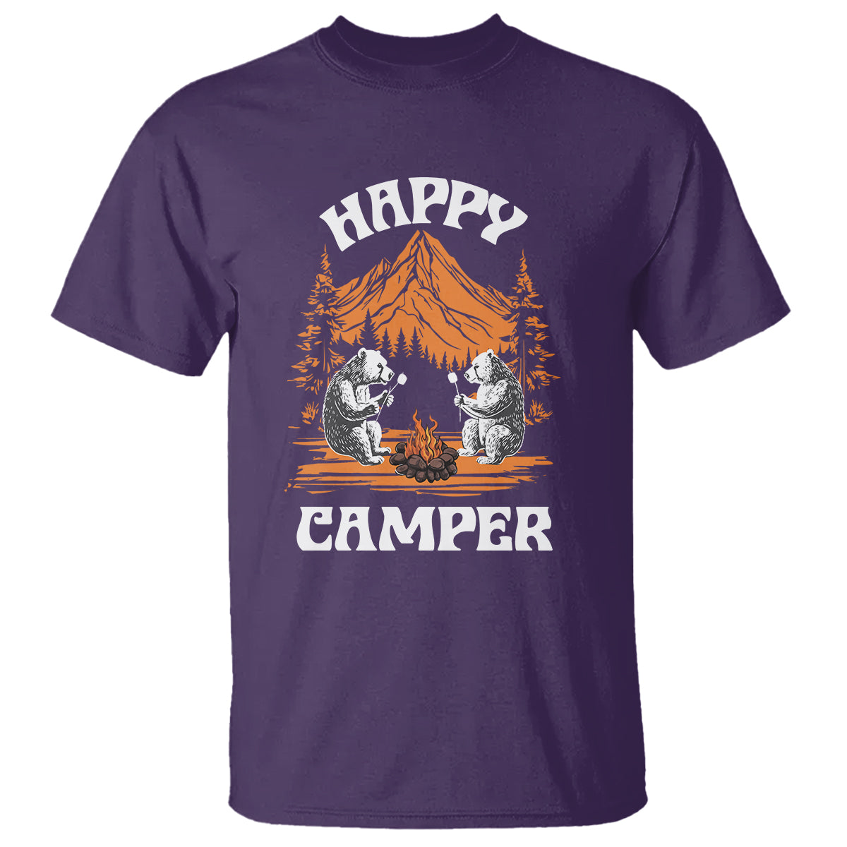 camping-t-shirt-happy-camper-funny-bear-campfire