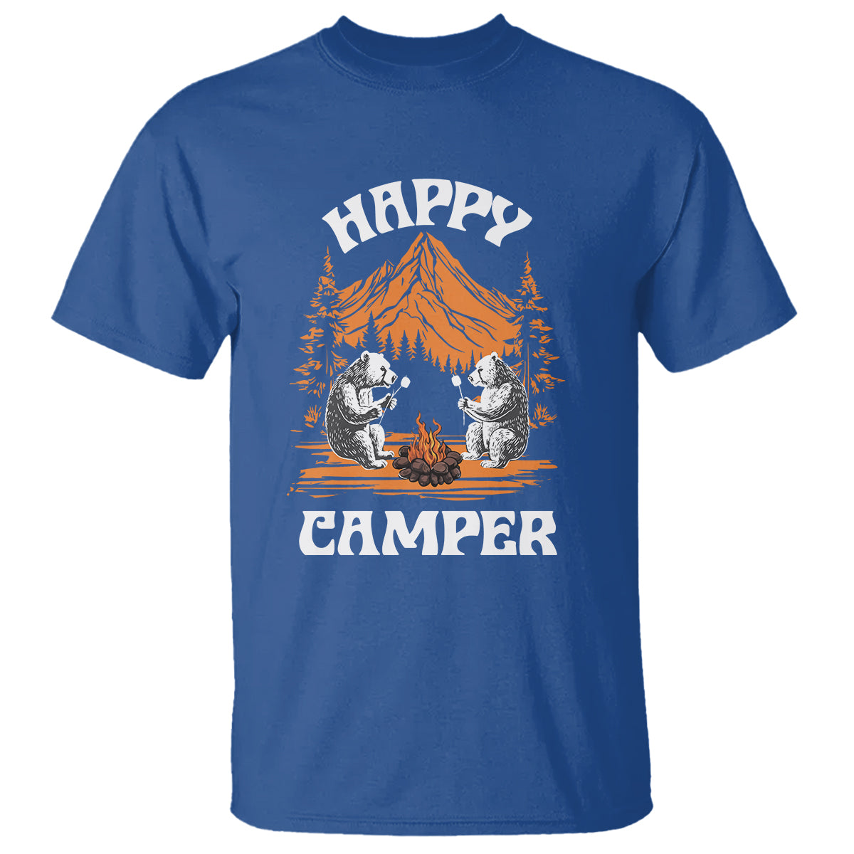 camping-t-shirt-happy-camper-funny-bear-campfire