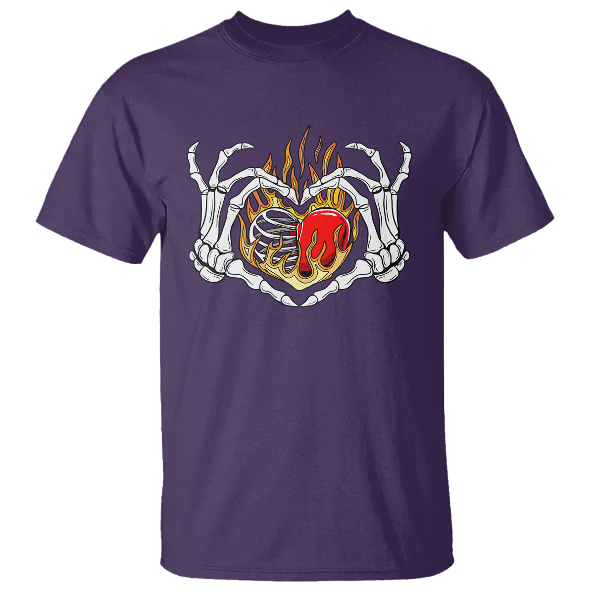 valentines-day-t-shirt-skeleton-hand-love-sign-holding-fire-red-heart