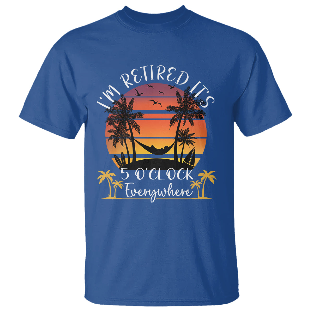 its-5-oclock-everywhere-im-retired-retirement-at-beach-sunset-summer-t-shirt