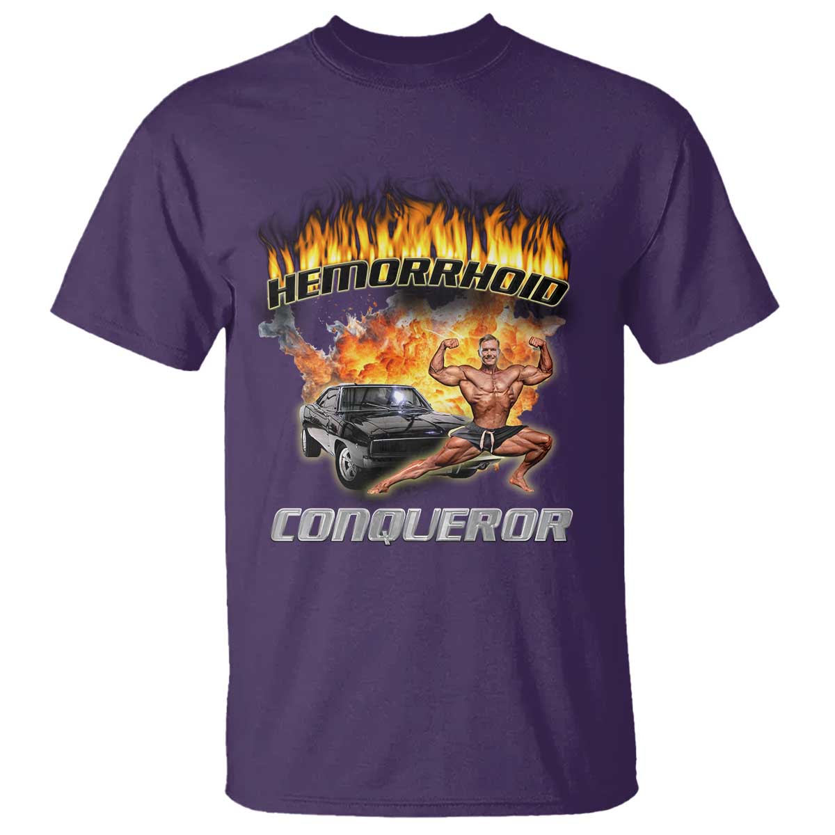 funny-joke-meme-hemorrhoid-conqueror-t-shirt
