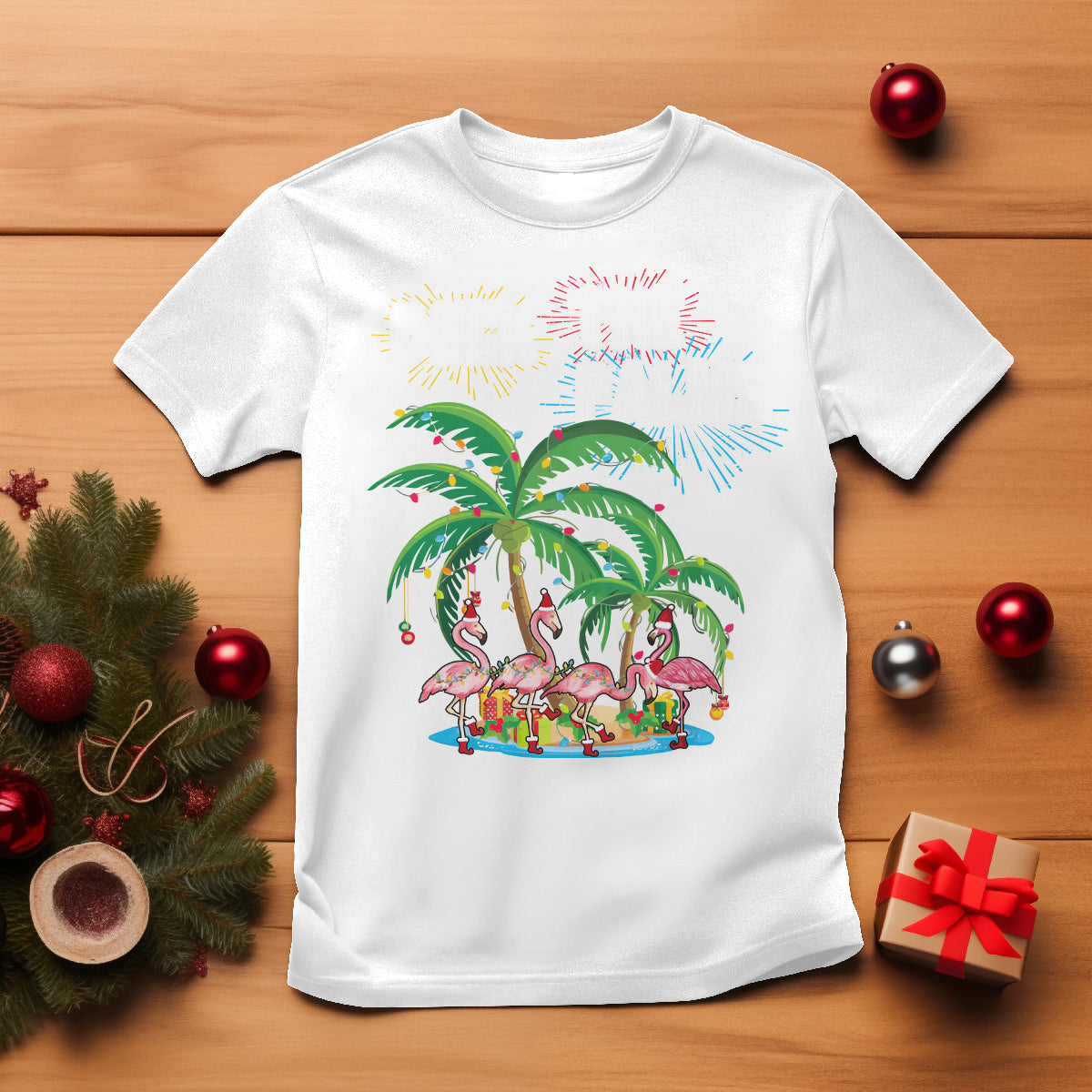 christmas-in-hawaii-t-shirt-deck-the-palms-firework-merry-christmas-flamingo