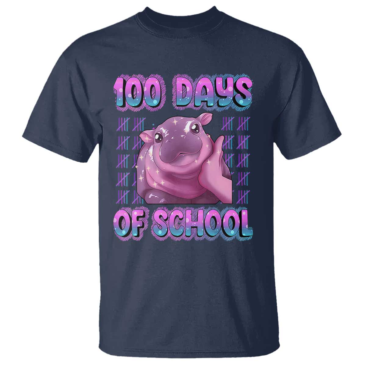 100th-day-of-school-t-shirt-cute-moo-deng-baby-hippo-100-days