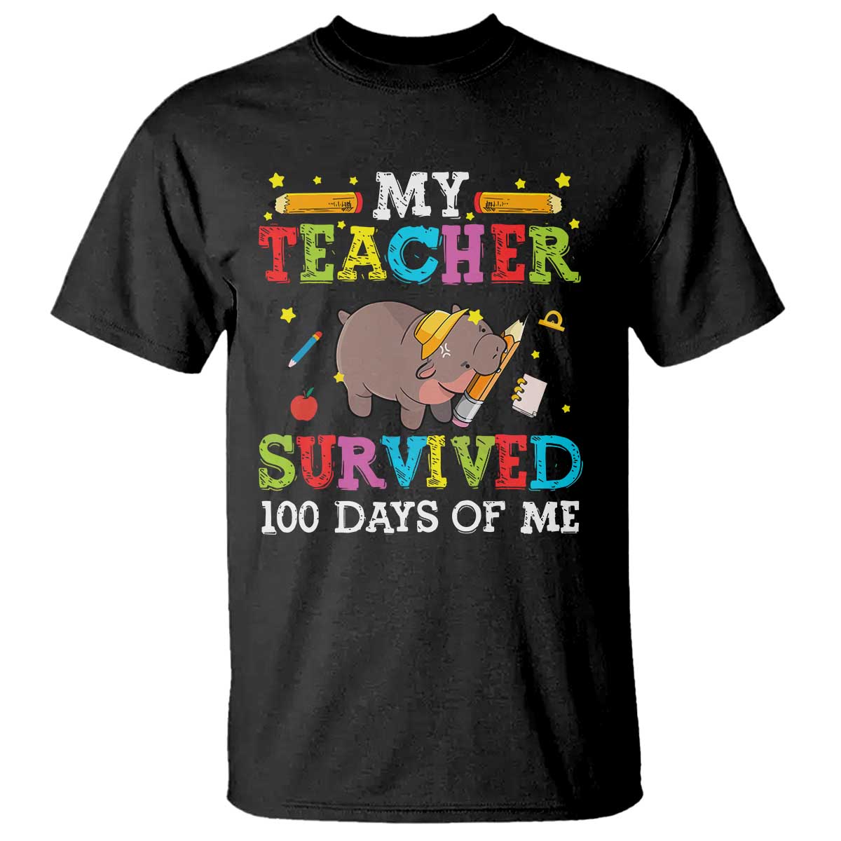 funny-moo-deng-100th-day-of-school-t-shirt-my-teacher-survived-100-days-of-me