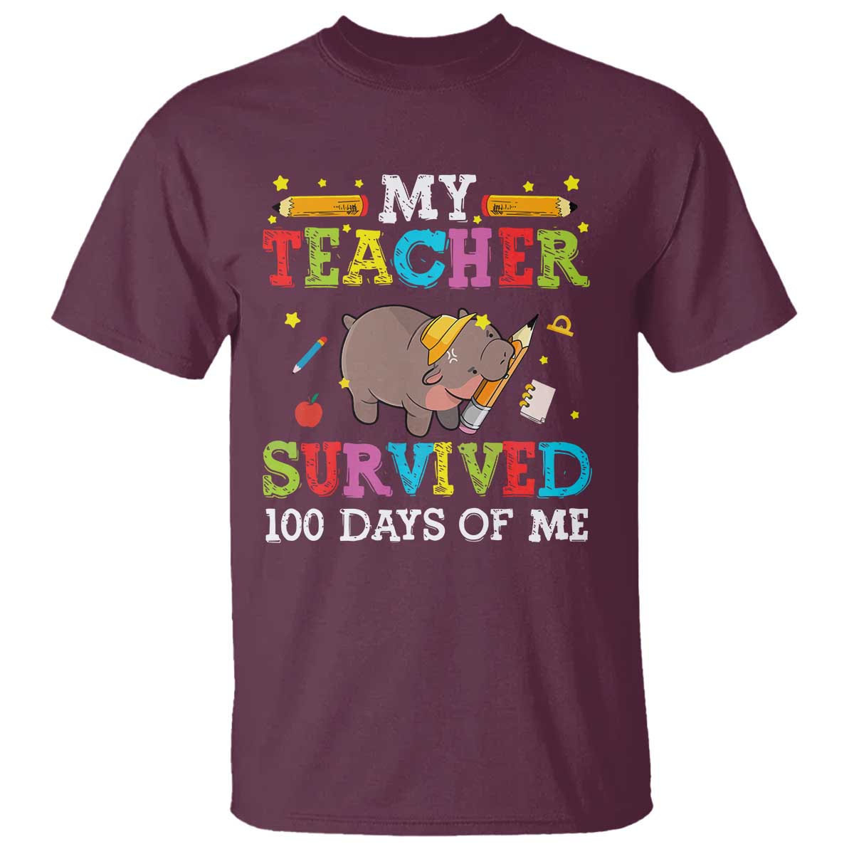 funny-moo-deng-100th-day-of-school-t-shirt-my-teacher-survived-100-days-of-me