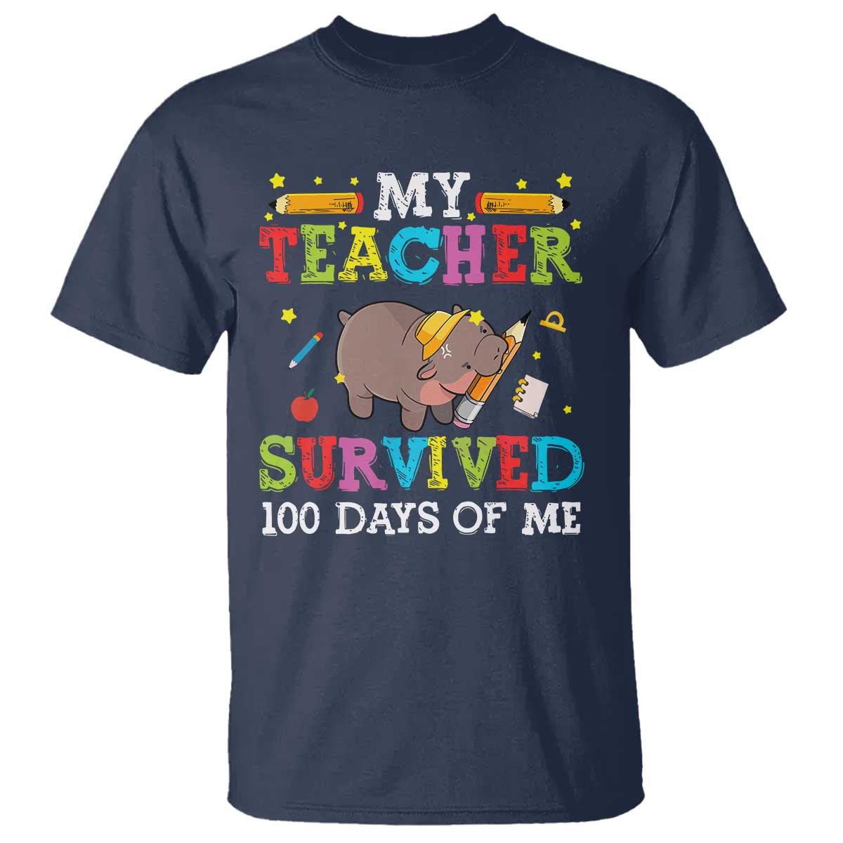 funny-moo-deng-100th-day-of-school-t-shirt-my-teacher-survived-100-days-of-me