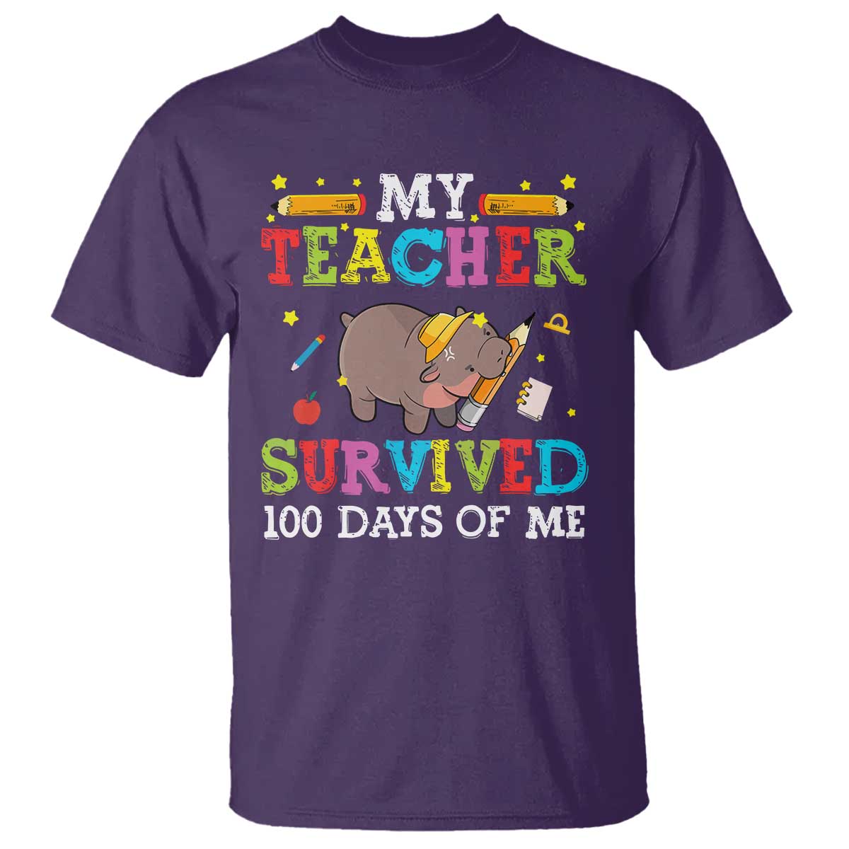 funny-moo-deng-100th-day-of-school-t-shirt-my-teacher-survived-100-days-of-me