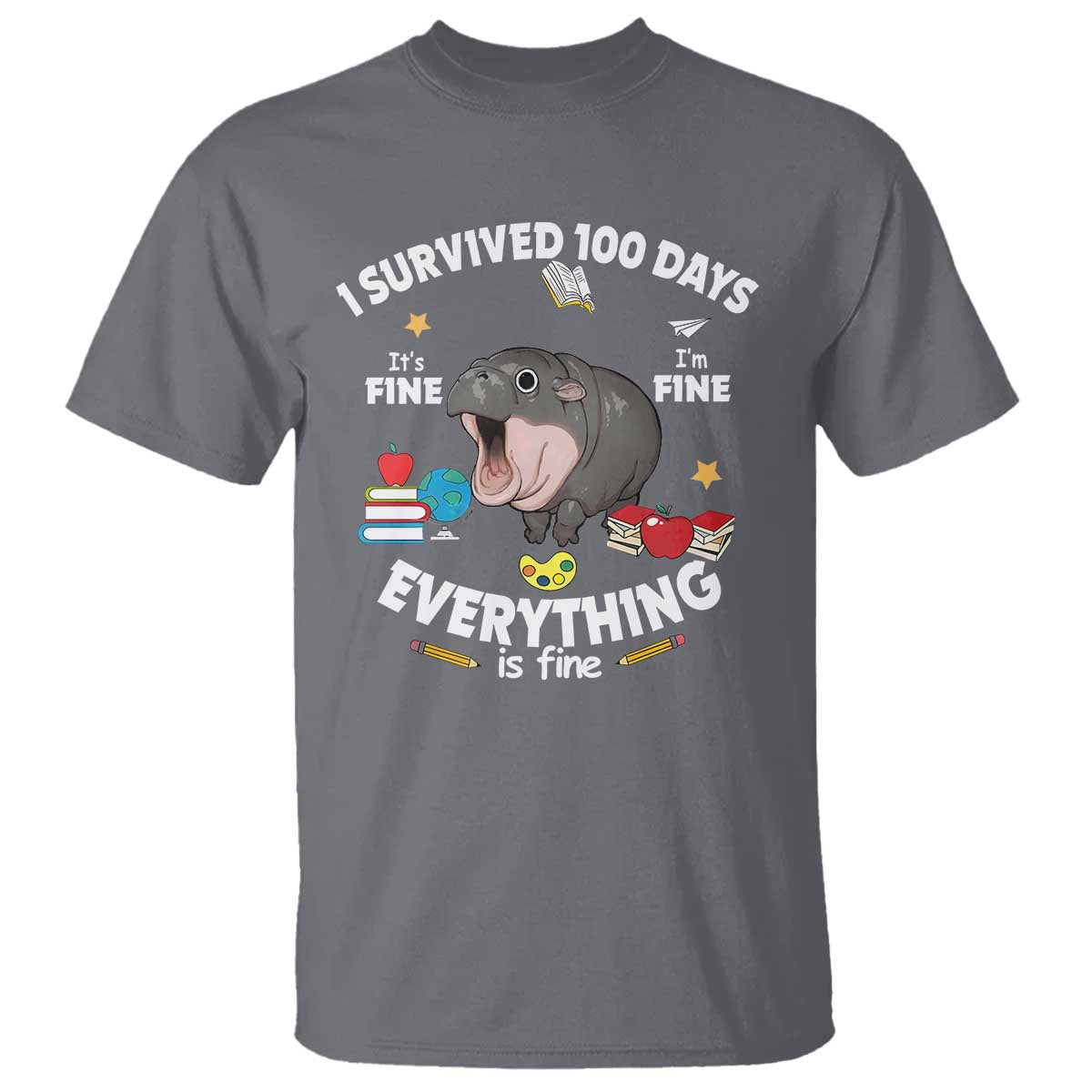 funny-moo-deng-100th-day-of-school-t-shirt-i-survived-100-days-everything-is-fine