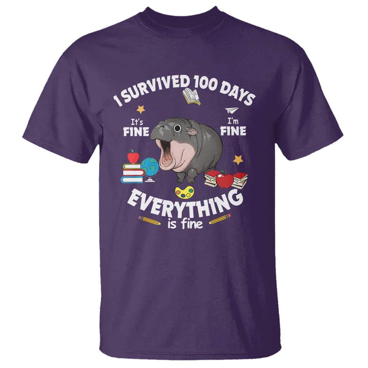 funny-moo-deng-100th-day-of-school-t-shirt-i-survived-100-days-everything-is-fine