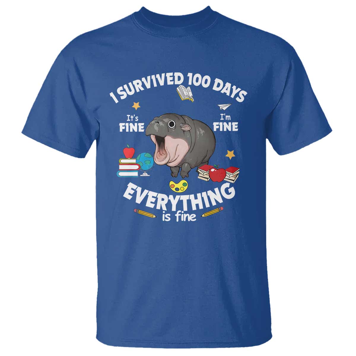 funny-moo-deng-100th-day-of-school-t-shirt-i-survived-100-days-everything-is-fine