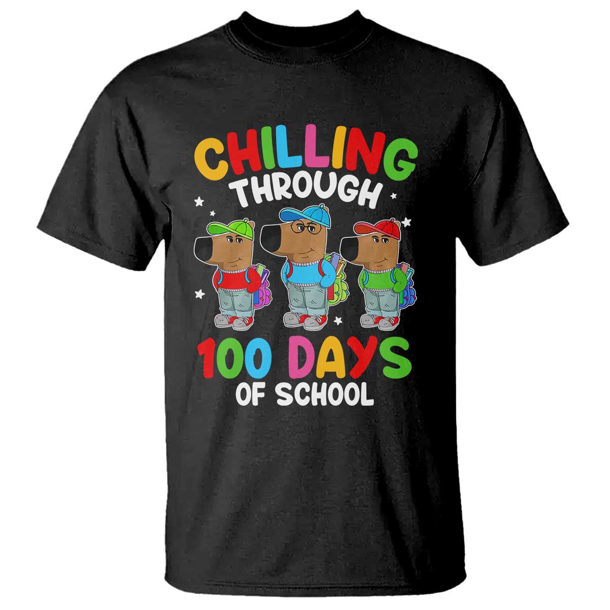 funny-chilling-through-100-days-of-school-t-shirt