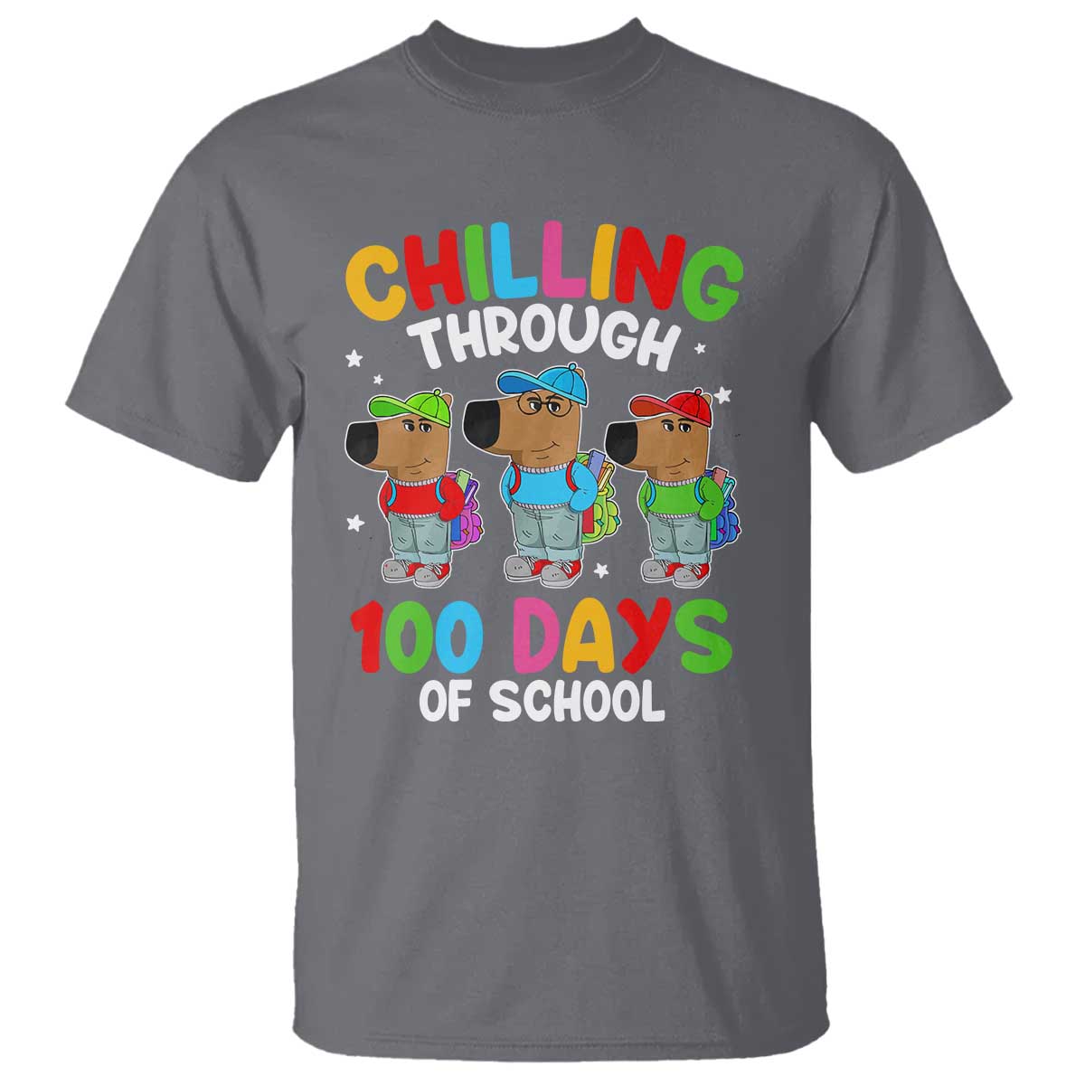 funny-chilling-through-100-days-of-school-t-shirt