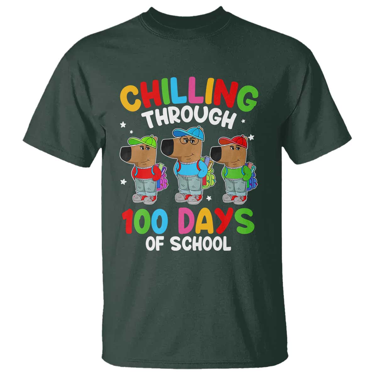 funny-chilling-through-100-days-of-school-t-shirt