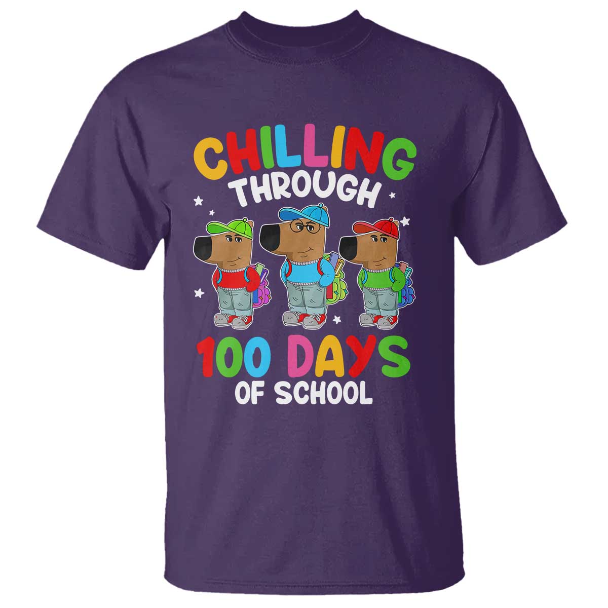 funny-chilling-through-100-days-of-school-t-shirt