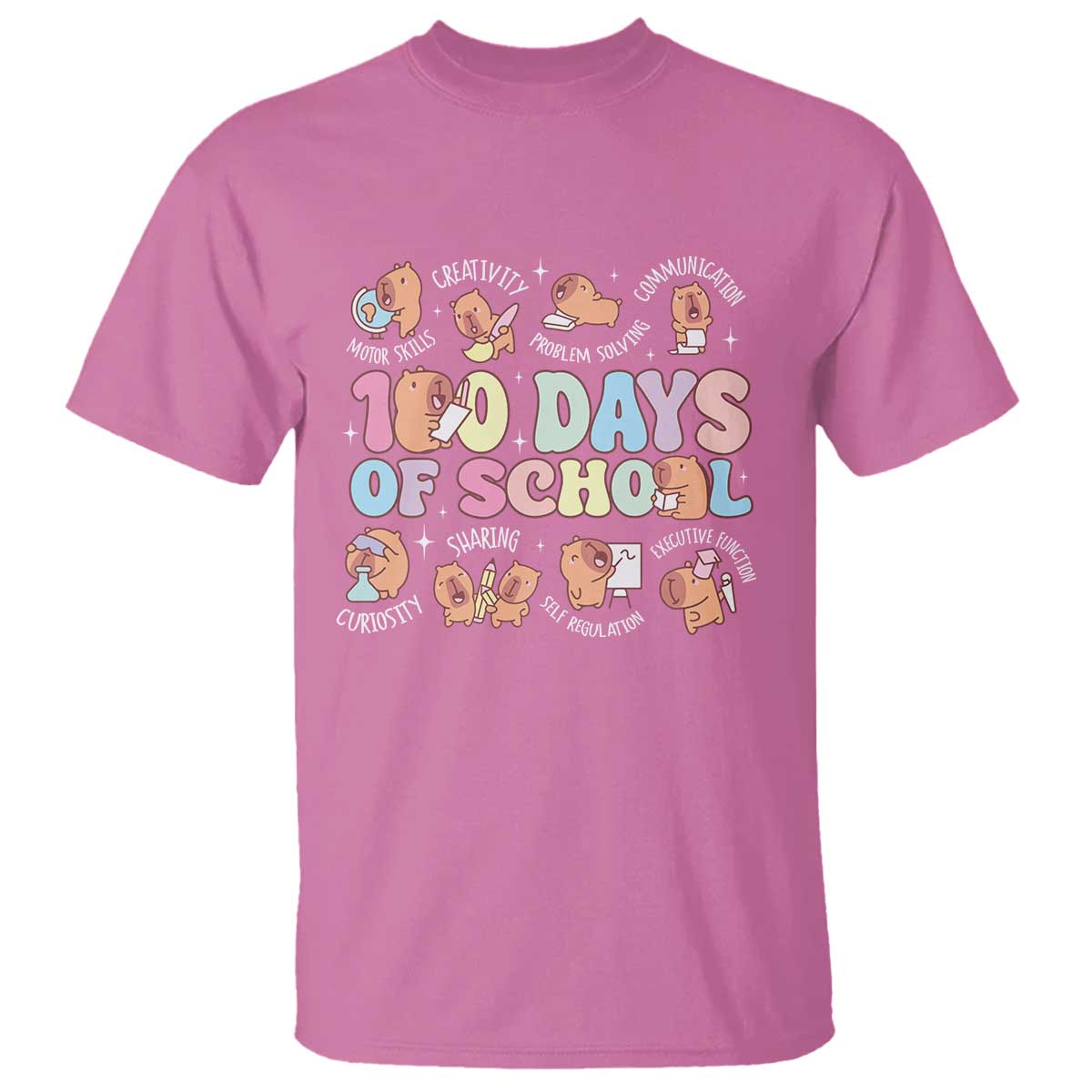 100th-day-of-school-cute-capybara-t-shirt-motor-skills-creativity-problem-solving-communication