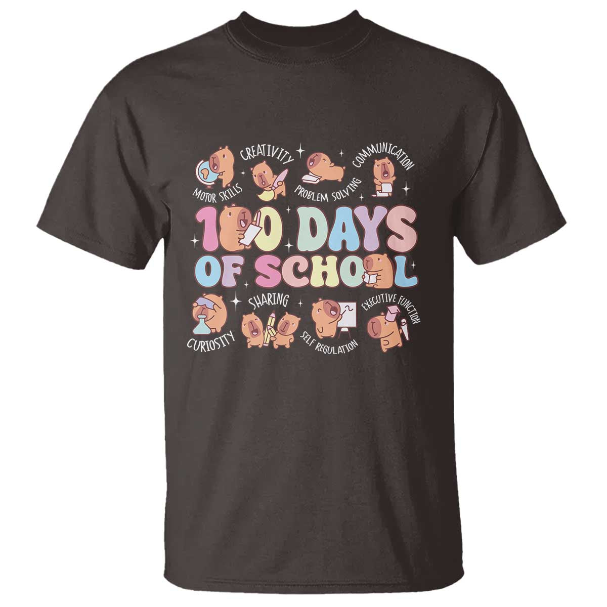 100th-day-of-school-cute-capybara-t-shirt-motor-skills-creativity-problem-solving-communication