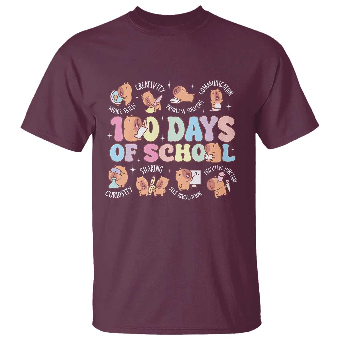 100th-day-of-school-cute-capybara-t-shirt-motor-skills-creativity-problem-solving-communication