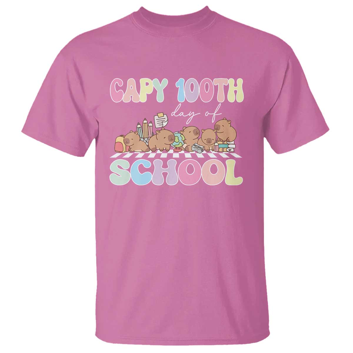 capy-100-days-of-school-cute-capybara-t-shirt