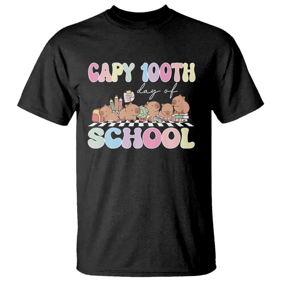 capy-100-days-of-school-cute-capybara-t-shirt