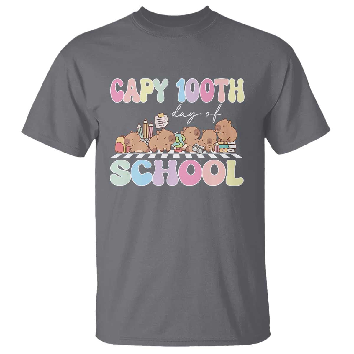 capy-100-days-of-school-cute-capybara-t-shirt