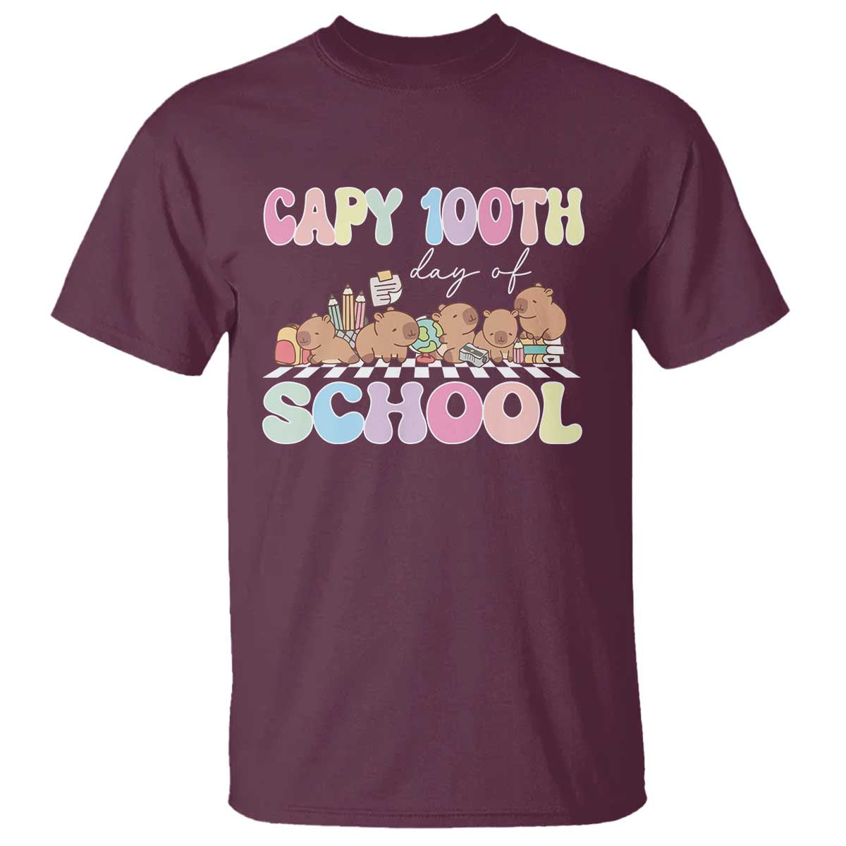 capy-100-days-of-school-cute-capybara-t-shirt