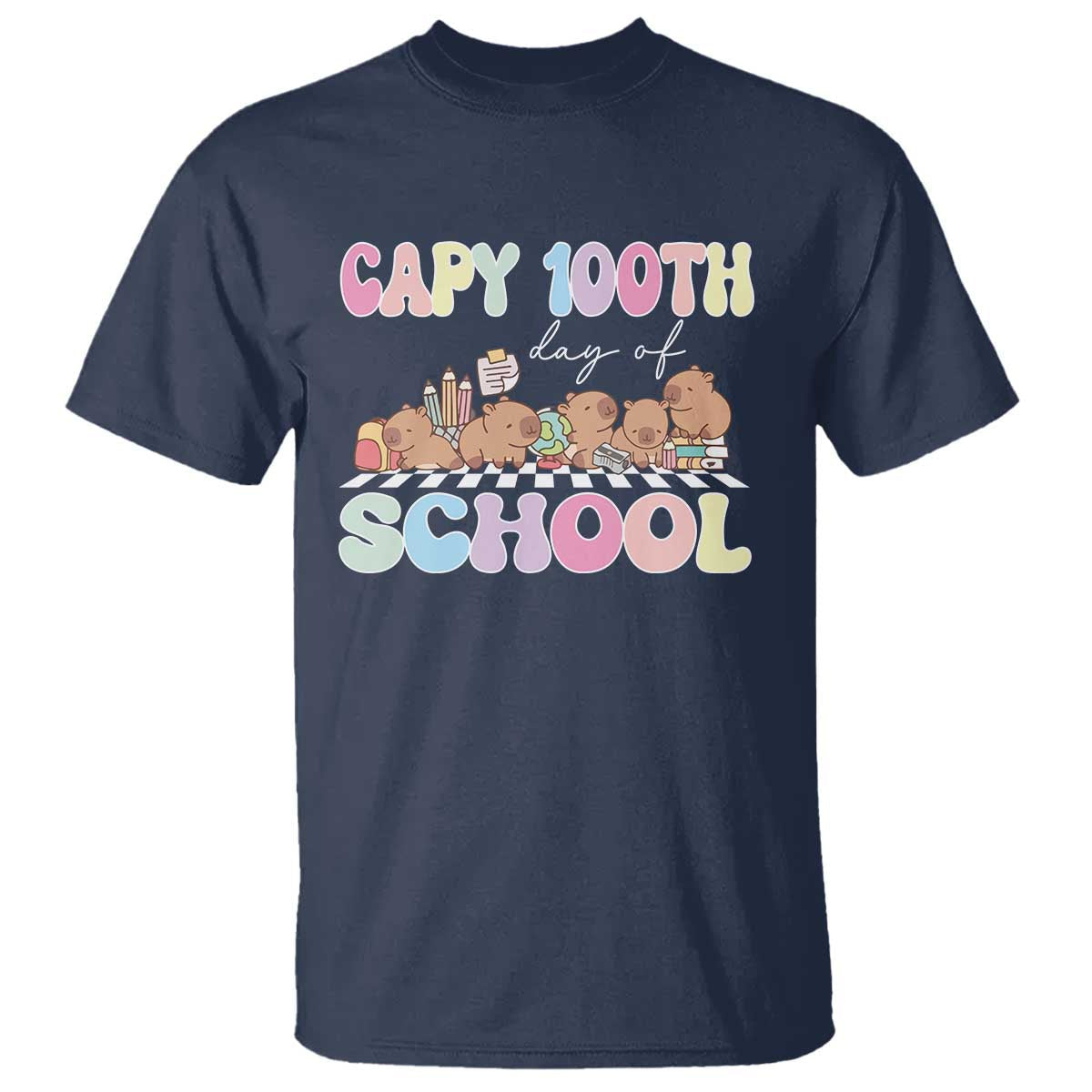 capy-100-days-of-school-cute-capybara-t-shirt