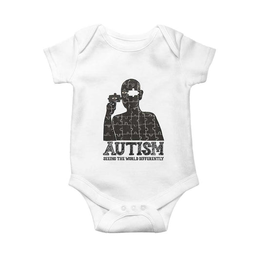 Autism Support Baby Onesie Autistic Seeing The World From A Different Angle Aesthetic