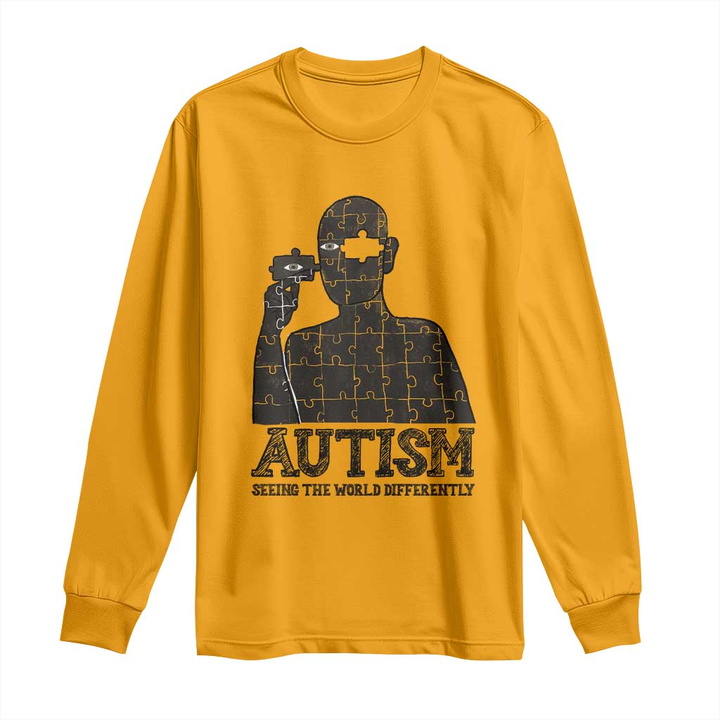 Autism Support Long Sleeve Shirt Autistic Seeing The World From A Different Angle Aesthetic