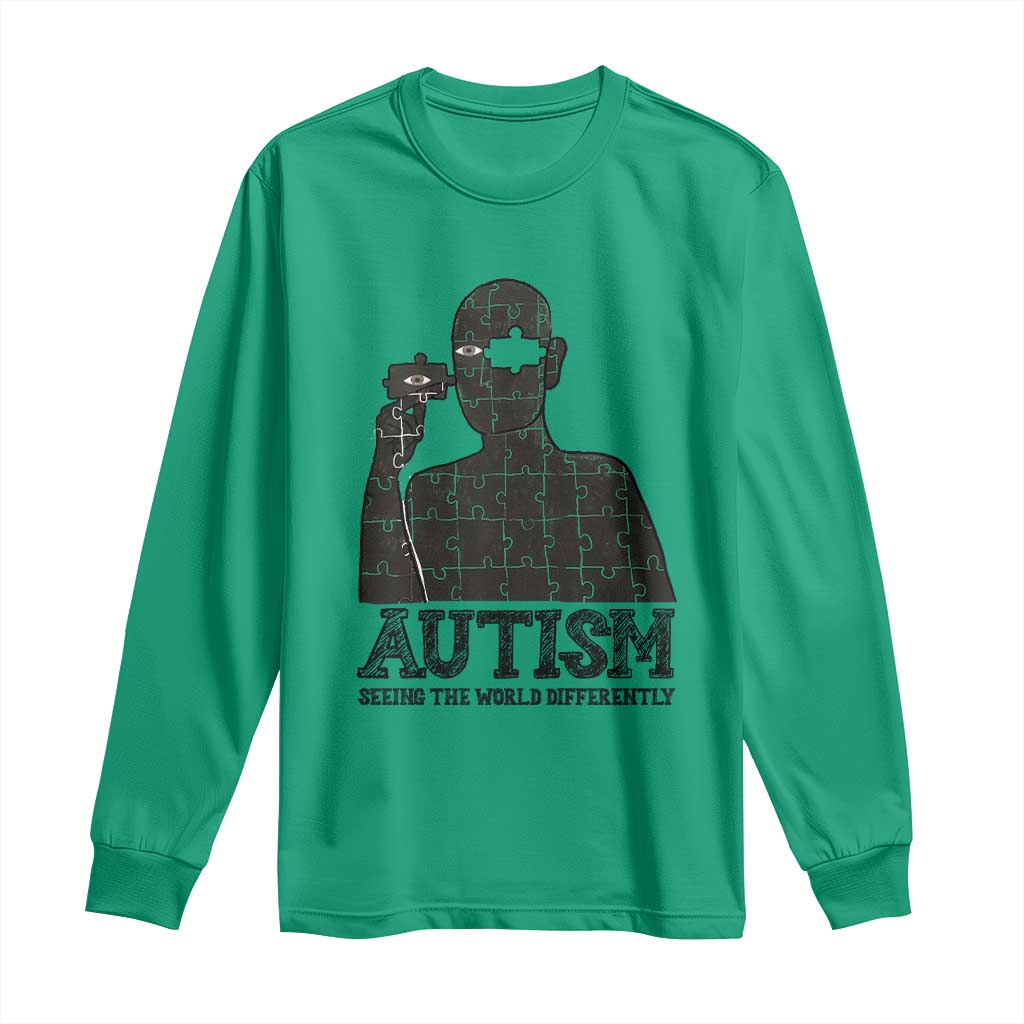 Autism Support Long Sleeve Shirt Autistic Seeing The World From A Different Angle Aesthetic