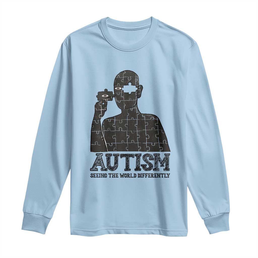 Autism Support Long Sleeve Shirt Autistic Seeing The World From A Different Angle Aesthetic