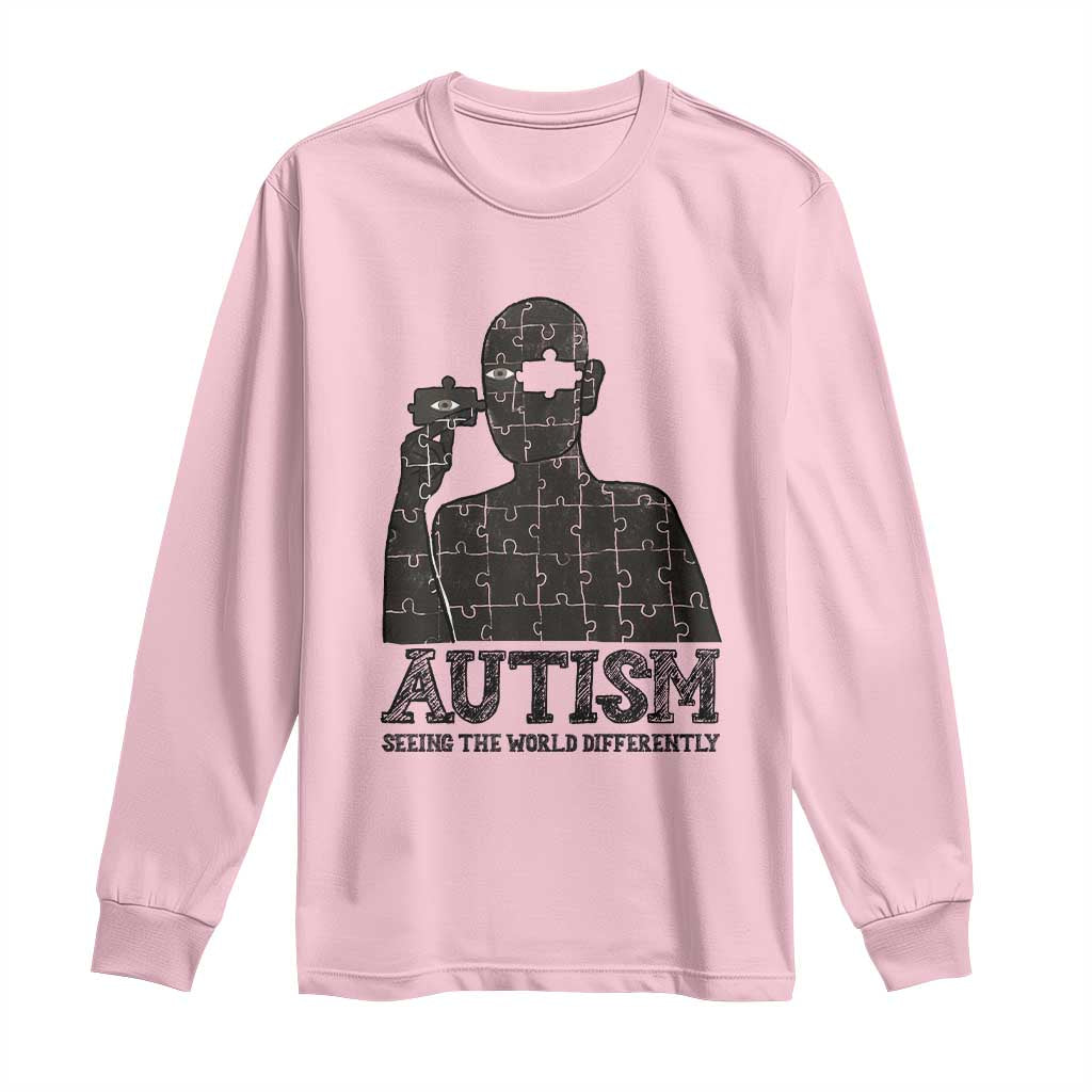 Autism Support Long Sleeve Shirt Autistic Seeing The World From A Different Angle Aesthetic