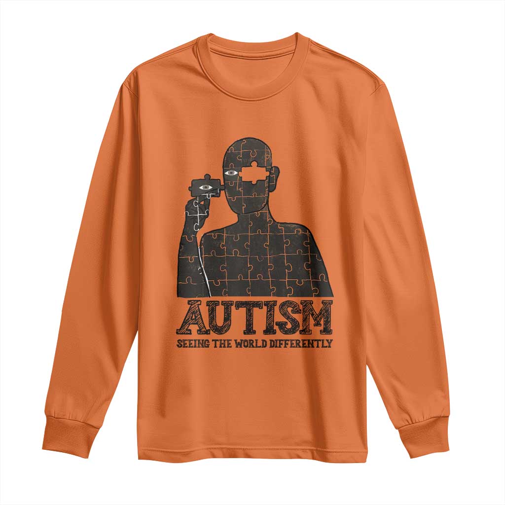 Autism Support Long Sleeve Shirt Autistic Seeing The World From A Different Angle Aesthetic