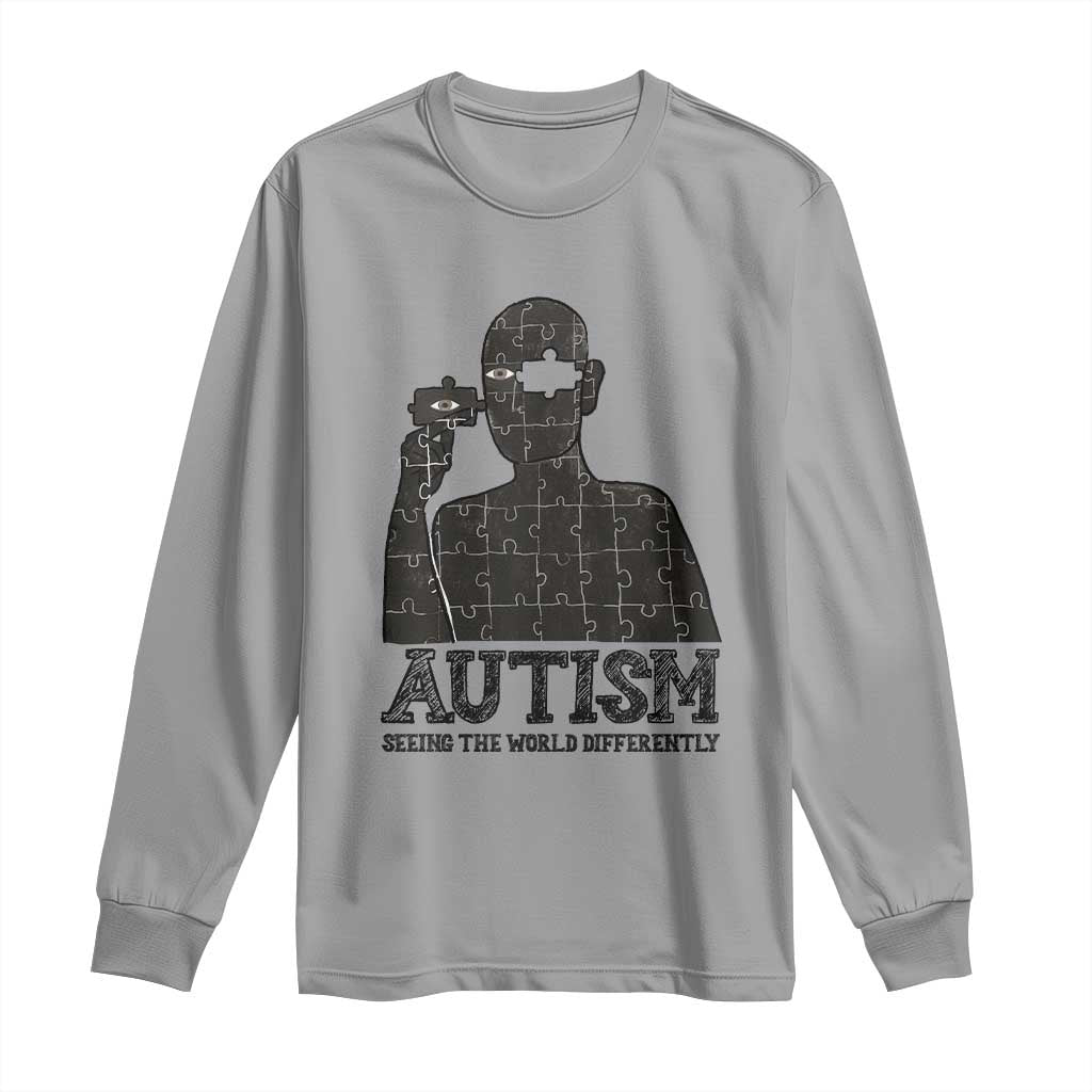 Autism Support Long Sleeve Shirt Autistic Seeing The World From A Different Angle Aesthetic