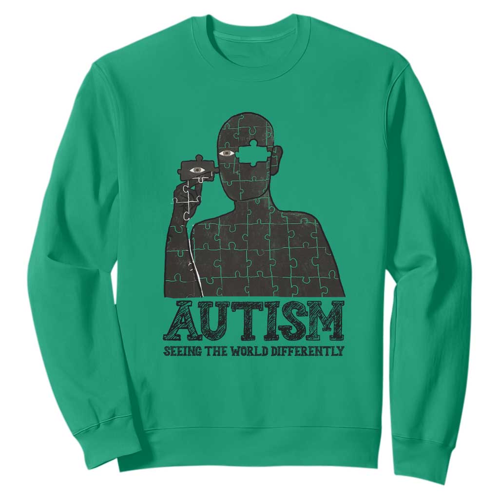 Autism Support Sweatshirt Autistic Seeing The World From A Different Angle Aesthetic