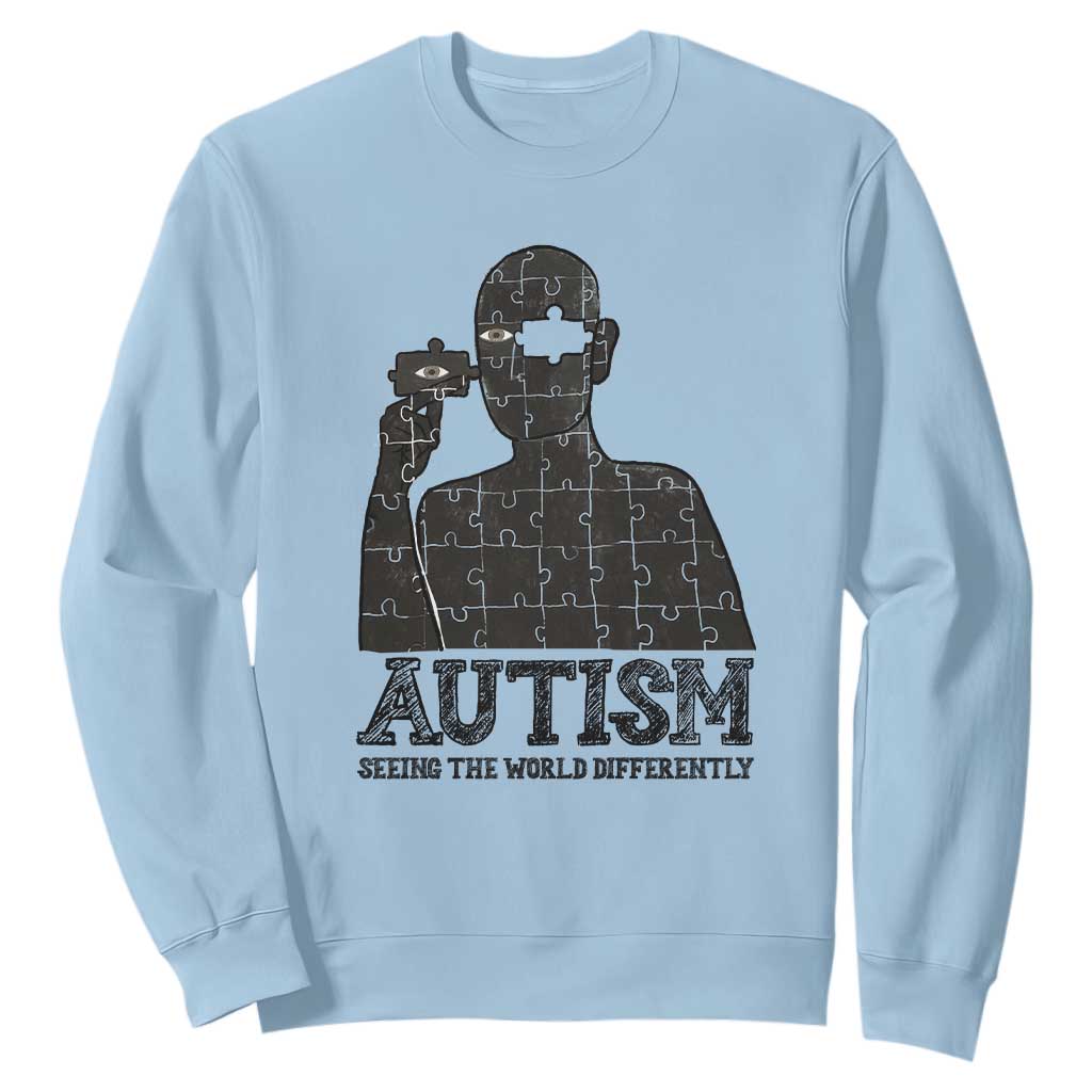 Autism Support Sweatshirt Autistic Seeing The World From A Different Angle Aesthetic