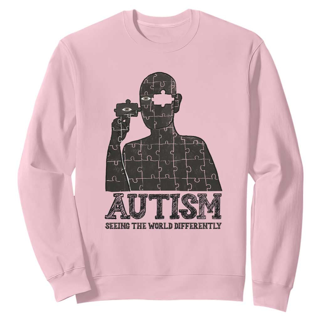 Autism Support Sweatshirt Autistic Seeing The World From A Different Angle Aesthetic