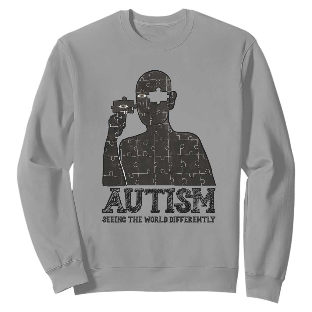 Autism Support Sweatshirt Autistic Seeing The World From A Different Angle Aesthetic