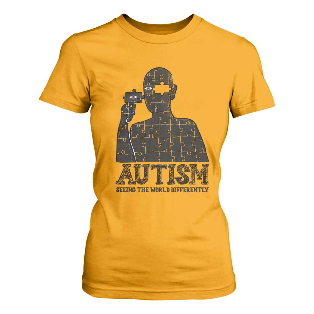 Autism Support T Shirt For Women Autistic Seeing The World From A Different Angle Aesthetic