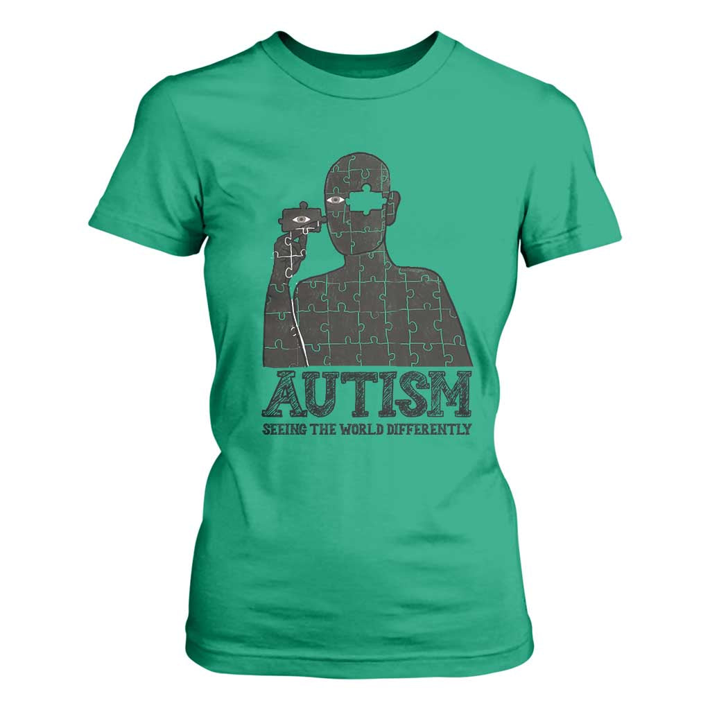 Autism Support T Shirt For Women Autistic Seeing The World From A Different Angle Aesthetic