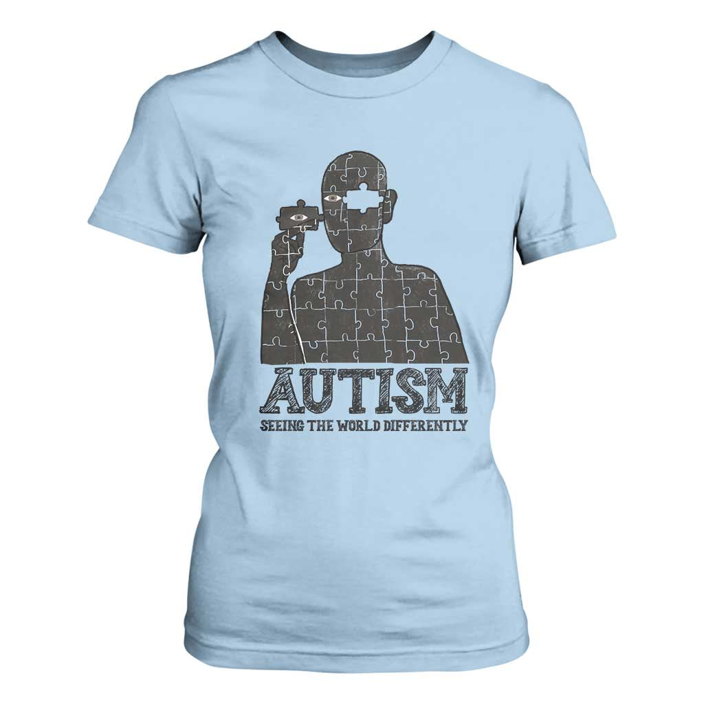 Autism Support T Shirt For Women Autistic Seeing The World From A Different Angle Aesthetic
