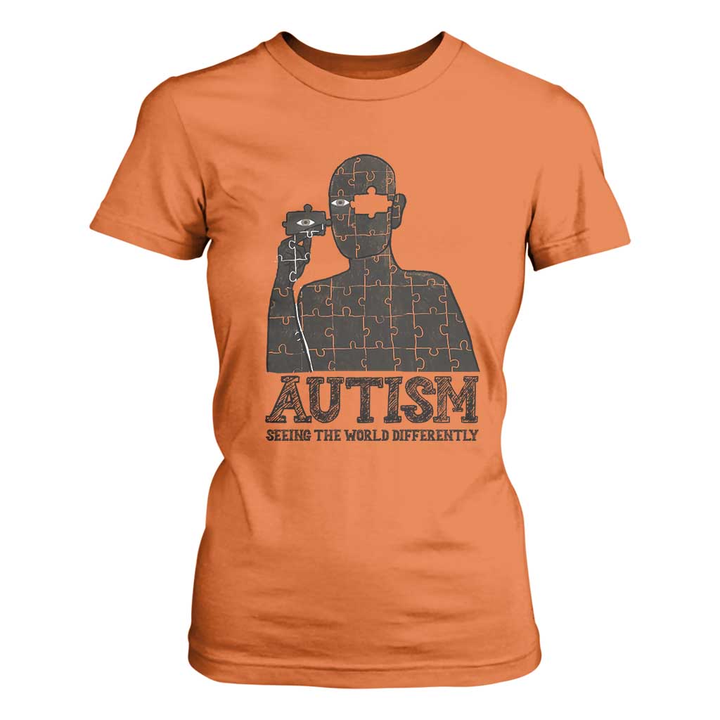 Autism Support T Shirt For Women Autistic Seeing The World From A Different Angle Aesthetic